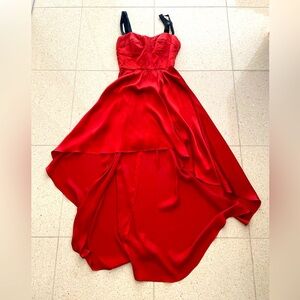 bebe Hi Lo Dress - Rust and Black, XS